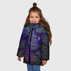 Куртка зимняя для девочки Светящаяся неоновая лава, цвет: 3D-светло-серый — фото 2