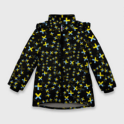 Куртка зимняя для девочки TXT pattern logo, цвет: 3D-светло-серый