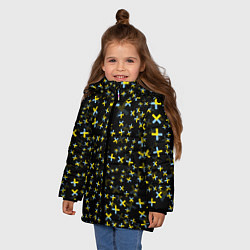 Куртка зимняя для девочки TXT pattern logo, цвет: 3D-светло-серый — фото 2