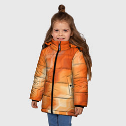 Куртка зимняя для девочки Золотисто-оранжевый туманный паттерн, цвет: 3D-светло-серый — фото 2