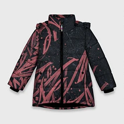 Куртка зимняя для девочки Бордовое граффити, цвет: 3D-черный