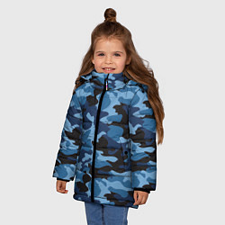 Куртка зимняя для девочки Сине-черный камуфляж, цвет: 3D-светло-серый — фото 2