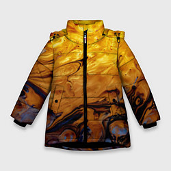 Куртка зимняя для девочки Абстрактное жидкое золото, цвет: 3D-черный