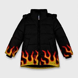 Куртка зимняя для девочки Горящее пламя, цвет: 3D-черный