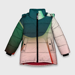 Куртка зимняя для девочки Абстрактные зелёные и розовые пластины, цвет: 3D-красный