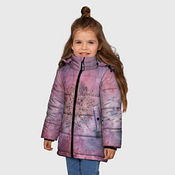 Куртка зимняя для девочки Мандала гармонии, фиолетовая, космос, цвет: 3D-черный — фото 2