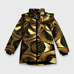 Куртка зимняя для девочки Золотой калейдоскоп, цвет: 3D-черный