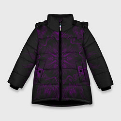 Куртка зимняя для девочки Фиолетовый узор, цвет: 3D-черный