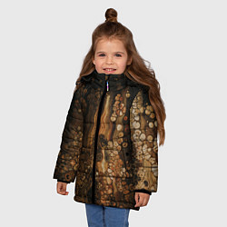 Куртка зимняя для девочки Тёмные камни и тёмные краски в воде, цвет: 3D-светло-серый — фото 2