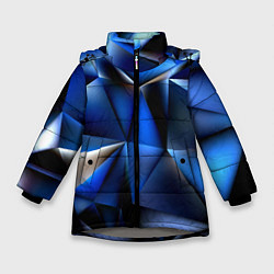 Куртка зимняя для девочки Polygon blue abstract, цвет: 3D-светло-серый