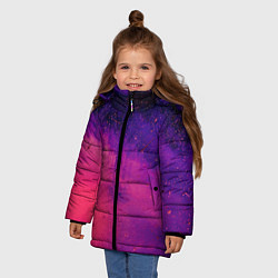 Куртка зимняя для девочки Фиолетовый космос, цвет: 3D-красный — фото 2