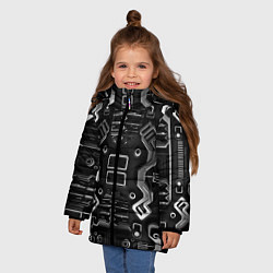 Куртка зимняя для девочки Нейроарт киберпанк ЧБ, цвет: 3D-черный — фото 2