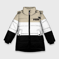 Куртка зимняя для девочки Раша и медведь, цвет: 3D-черный