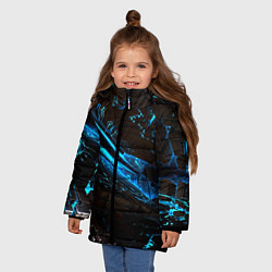 Куртка зимняя для девочки Digital space abstraction, цвет: 3D-черный — фото 2