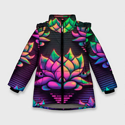 Куртка зимняя для девочки Неоновый лотос, цвет: 3D-светло-серый