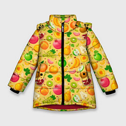 Куртка зимняя для девочки Fruit abundance, цвет: 3D-красный
