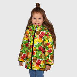 Куртка зимняя для девочки Fruit abundance, цвет: 3D-светло-серый — фото 2