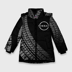 Куртка зимняя для девочки Nissan tire tracks, цвет: 3D-черный