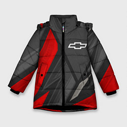 Куртка зимняя для девочки Chevrolet sports racing, цвет: 3D-черный