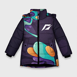 Куртка зимняя для девочки Need for Speed graffity splash, цвет: 3D-черный