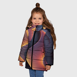 Куртка зимняя для девочки Светящиеся волны, цвет: 3D-черный — фото 2