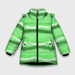 Куртка зимняя для девочки Зеленые волны, цвет: 3D-черный