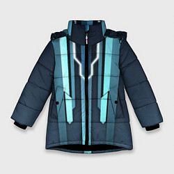 Куртка зимняя для девочки Неоновый поток, цвет: 3D-черный