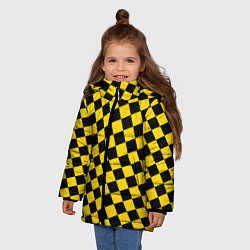 Куртка зимняя для девочки Черно-желтая мелкая клетка, цвет: 3D-светло-серый — фото 2