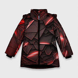 Зимняя куртка для девочки Красные элементы с неоновым свечением
