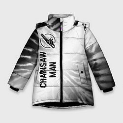 Куртка зимняя для девочки Chainsaw Man glitch на светлом фоне: по-вертикали, цвет: 3D-черный