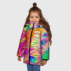 Куртка зимняя для девочки Abstract colorful composition - Milano, цвет: 3D-светло-серый — фото 2