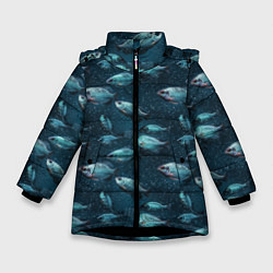 Зимняя куртка для девочки Текстура из рыбок