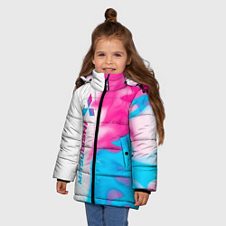 Куртка зимняя для девочки Mitsubishi neon gradient style: по-вертикали, цвет: 3D-черный — фото 2