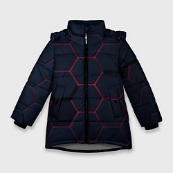 Куртка зимняя для девочки Светящиеся стальная броня, цвет: 3D-светло-серый