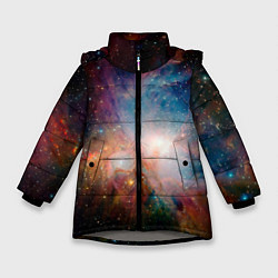 Куртка зимняя для девочки Безграничный космос, цвет: 3D-светло-серый