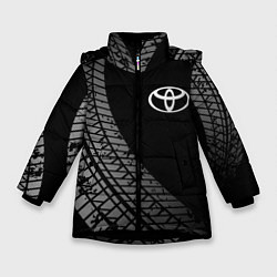 Куртка зимняя для девочки Toyota tire tracks, цвет: 3D-черный