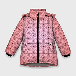 Куртка зимняя для девочки Нэдзуко Камадо узор кимоно, цвет: 3D-светло-серый