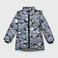 Куртка зимняя для девочки Россыпь бриллиантов, цвет: 3D-светло-серый