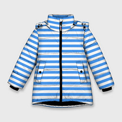 Куртка зимняя для девочки Тельняшка васильковая ВДВ, цвет: 3D-черный
