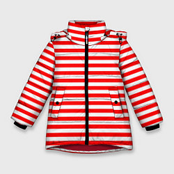 Куртка зимняя для девочки Ярко красные полосы, цвет: 3D-красный