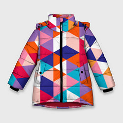 Зимняя куртка для девочки Ромбический разноцветный паттерн