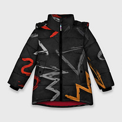 Куртка зимняя для девочки Паттерн фигуры, цвет: 3D-красный