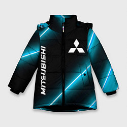 Куртка зимняя для девочки Mitsubishi неоновые лампы, цвет: 3D-черный