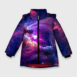 Зимняя куртка для девочки Небула в космосе в фиолетовых тонах - нейронная се