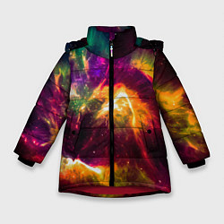Куртка зимняя для девочки Небула в космосе разноцветная - нейронная сеть, цвет: 3D-красный