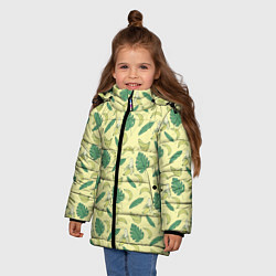 Куртка зимняя для девочки Бананы паттерн, цвет: 3D-светло-серый — фото 2
