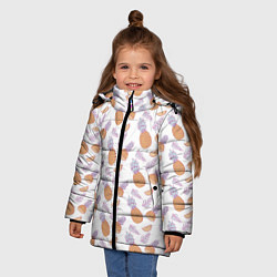 Куртка зимняя для девочки Ананасы паттерн, цвет: 3D-светло-серый — фото 2