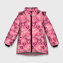 Куртка зимняя для девочки Be mine паттерн, цвет: 3D-светло-серый