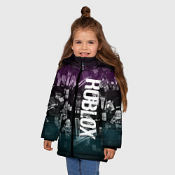 Куртка зимняя для девочки Роблокс персонажи под градиентом, цвет: 3D-черный — фото 2