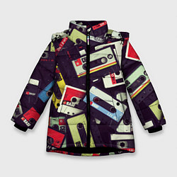 Куртка зимняя для девочки Кассета 90-е, цвет: 3D-черный